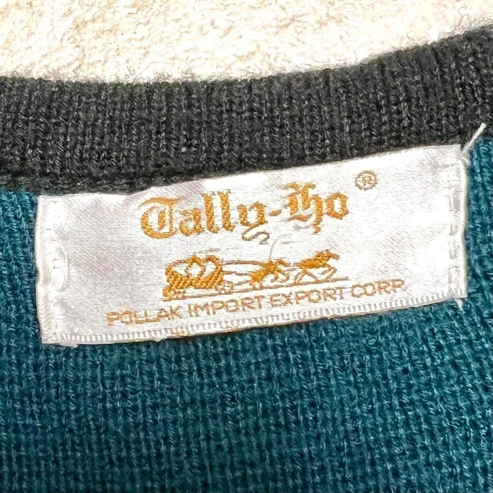 Vintage 80’ TALLY HO Asian style Vest Gilet sweater women’s size XL green